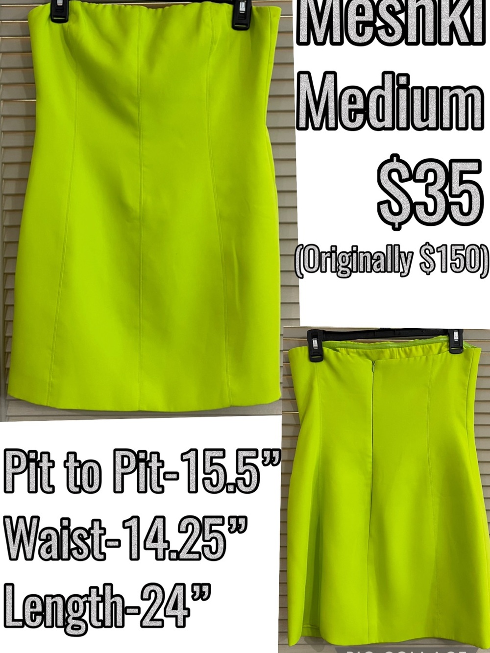 Meshki Neon Lime Strapless Pencil Skirt